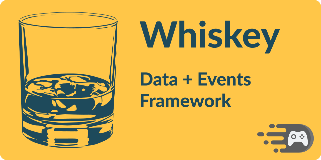 Project logo; A pink package on a grey background, next to the text "Whiskey" in purple